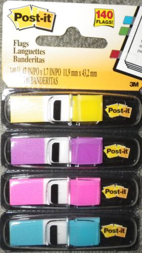 Post-it Flags, 3/8&#034; x 1 7/10&#034;, Assorted Bright Colors, 35 Flags Per Pad, 4 Pack