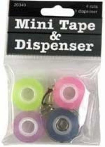 Assorted Color Mini Tape and Dispenser Pack of 4 BA20340