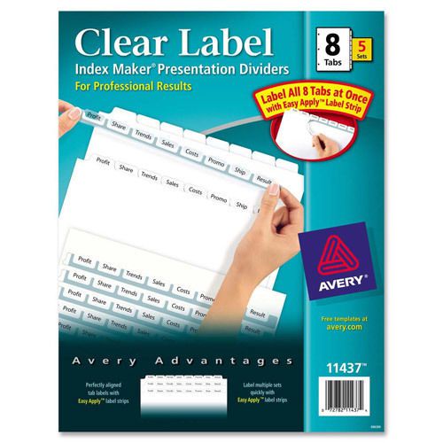 Avery Index Maker Clear Label Divider with 8-Tabs - AVE11437