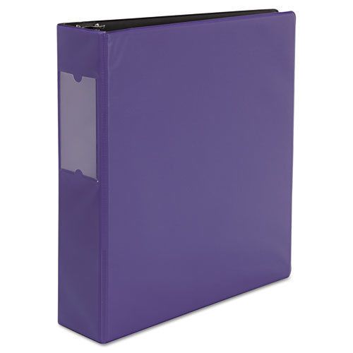 Suede Finish Vinyl Round Ring Binder With Label Holder, 2&#034; Capacity, Royal Blue