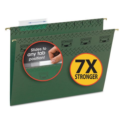 Tuff Hanging Folder with Easy Slide Tab, Letter, Standard Green, 20/Pack