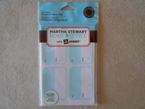 36 Martha Stewart Home Office Blue Gift Labels, 2 1/2&#034; X 1 3/4&#034;~NEW IN PACKAGE!