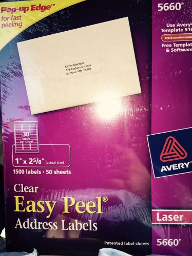 Avery Easy Peel Address Label - 1&#034; Width X 2.62&#034; Length 30/sheet Permanent...