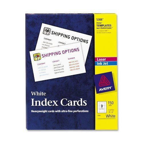 NEW Avery Laser &amp; Ink Jet White 3 x 5 Inch Index Cards 150 Count (5388)