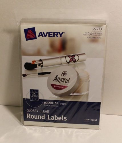 AVERY GLOSSY CLEAR ROUND LABELS 180 LABELS 22933