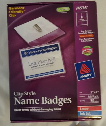 Avery Garment Friendly Clip On Style Name Badges Only, 3 x 4 Inches 100 pc 74536