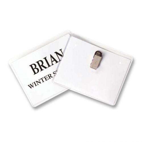 C-line clip-style badge holder kit - 3&#034; x 4&#034; - vinyl - 96 / box - white (95596) for sale