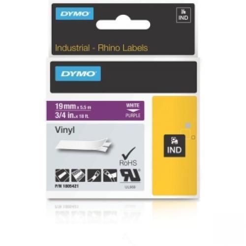 Dymo white on purple color coded label - 0.75  width x 18 ft length - vinyl - th for sale