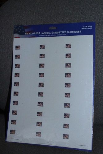 1 pkg 60 Address/Return Labels, US Flag Art, Patriotic, Avery 5160 format