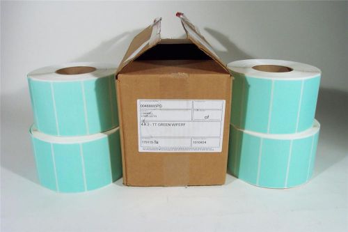 2&#034; x 4&#034; pms 331 green tint thermal transfer labels-4 rolls of 2900-w/ perf for sale