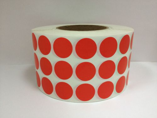 1 roll of 10,000 1&#034; round red thermal transfer supplied 3-across labels for sale
