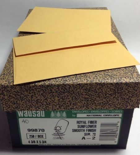 Wausau Royal Fiber Sunflower Smooth Finish Sub 70 A-2 Envelopes 87/250 FREE SHIP