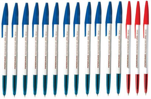 15 paper mate blue ,red ink tungsten carbide ball point pen reynolds 045 0.8mm for sale
