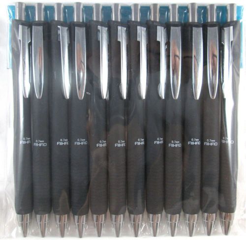 12 black ink gel ball point pens 0.7 mm retractable cheap price good quality for sale