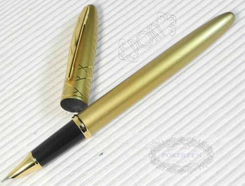 POKY X 388 Fountain Pen GOLD barrel free 5 JINHAO cartridges BLUE ink