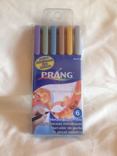 Dixon Prang Brush Pens, Flexi-Tip, Six Assorted Metallic Colors, - DIX80002
