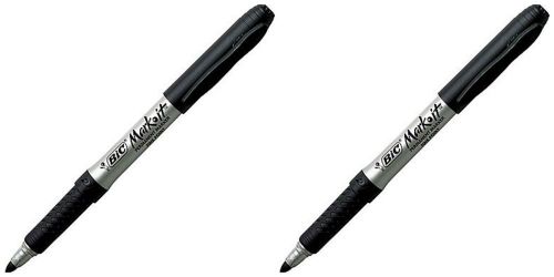 BIC Mark-it Fine Point Permanent Markers, Black, 2 pens - Rubberized grip