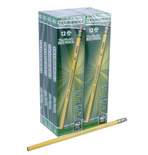 Dixon Ticonderoga Wood-Cased Pencils, #2 HB, Yellow, Box of 96 (13882) Pack of 2