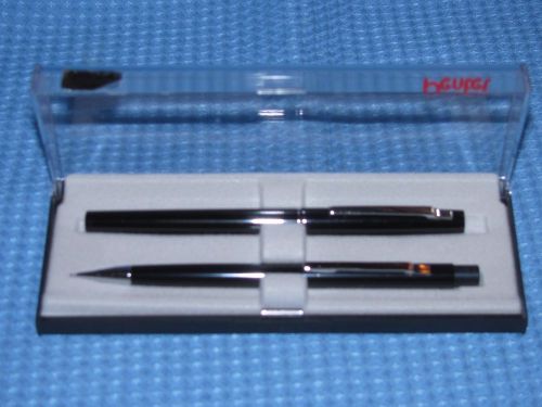 Pentel Rollerball Pen and.5mm Pencil Set in box NEW OLD STOCK black gloss silver