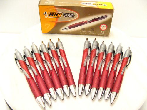 BIC TRIUMPH 730RT RETRACTABLE RED GEL INK PEN Pack of 12 0.7mm 34069 RTR7711