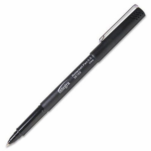 Integra Rollerball Pen,w/ Metal Clip,.5mm Point,Black Barrel/Ink (ITA36169)