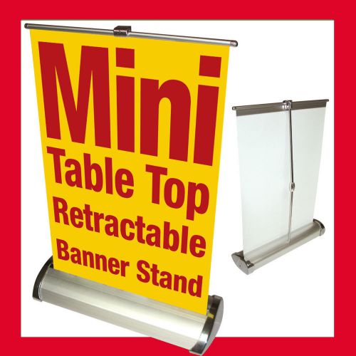 CUSTOM Mini  Table Top Retractable Banner Stand 11.5x16.5 with Printed Banner