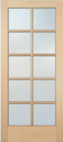 10 Lite Hemlock Stain Grade Solid Exterior Entry or Patio French Doors Wood Door