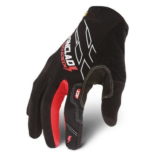 Ironclad TSG04L Touchscreen Gloves, Black/red, Large