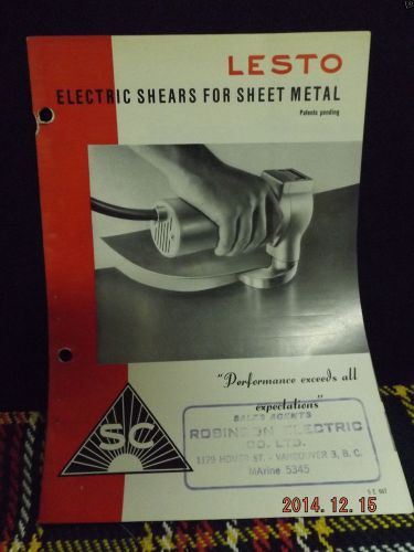 1950-52 LESTO Electric Hand Saw Nibbler Shear Tool Catalog Inserts w. Prices