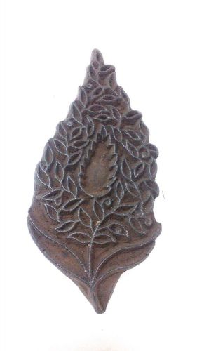 Vintage big size inlay carved unique leaf design wooden printing block/stamp for sale