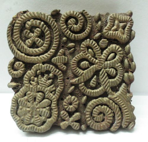 ANTIQUE WOODEN CARVED TEXTILE PRINTING FABRIC BLOCK STAMP WALLPAPER PRINT HOT 62