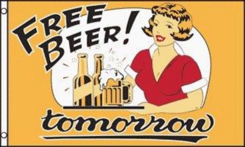 Free Beer Tomorrow And Happy Hour Flags 3x5&#039; Banners (2-flags) Combo deal *