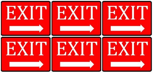 Exit Sign Pointed Arrow Right Office Commercial Durable Vinyl Signs Set Of Six
