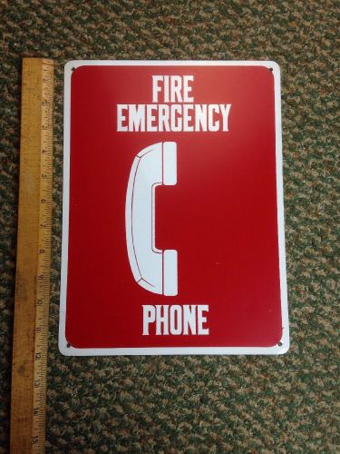 Fire Emergency Phone Sign Tin Metal New Old Stock Vtg