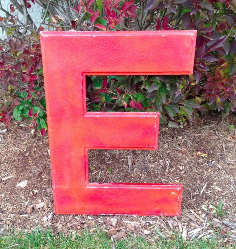 Letter e wagner 23&#034; big vtg sign letter marquee aluminum red industrial salvage for sale