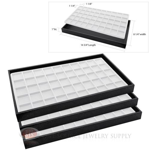 3 Wooden Sample Display Trays 3 Divided 50 Compartment  White Tray Liner Inserts