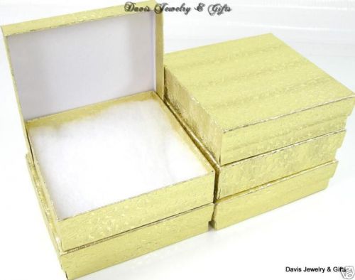 New Boxes Wholesale LOT of 10 Jewelry Gift Gold Foil Large Cotton Filled