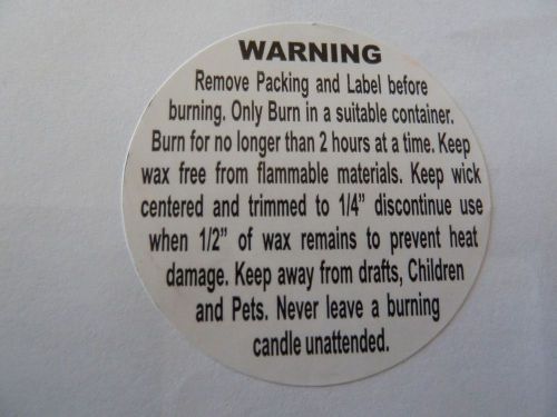 Burning &amp; Safety Labels 2&#034; circle (20 labels) Wax wick candle homemade candles