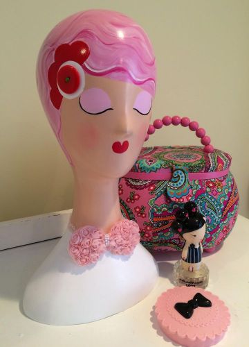 Mannequin Head/Bust Kokeshi Dolls Inspired &#034;Cute as a button&#034; Handpainted