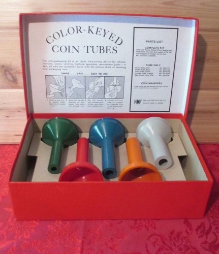 Major Metalfab Color Keyed Coin Tubes 5 piece set with original box
