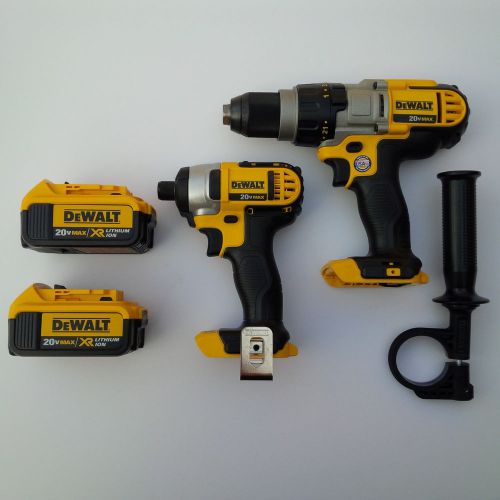 Dewalt dcd985 20v 1/2 hammer drill, dcf885 1/4 impact, 2 dcb204 4.0 ah batteries for sale