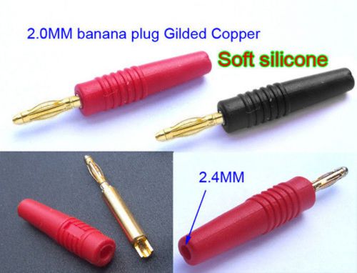100PC silicone Gold 2 mm Banana Plug for 2.0mm banana socket Binding Post Probes