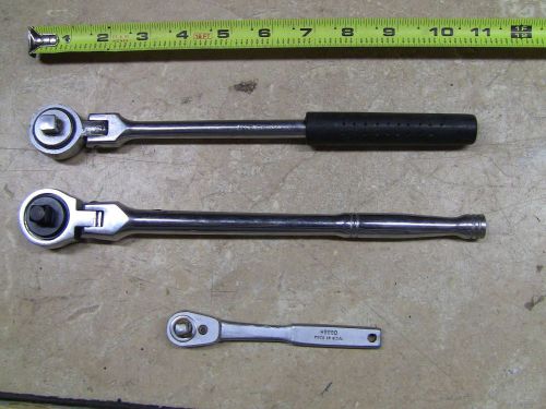 LOT OF 3 Japan Ratchet Socket Wrench  3/8&#034; Drive 1/4&#034; POWERBUILT H8860 USA