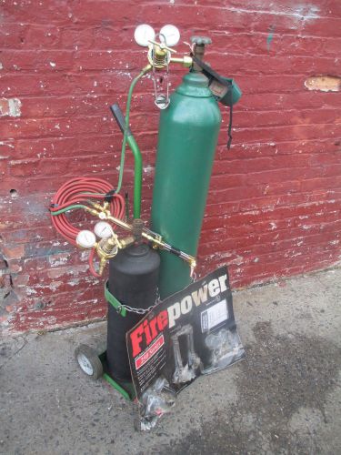 Victor fire power welding/cutting acetylene &amp; oxgyen set up 125 cu tanks for sale