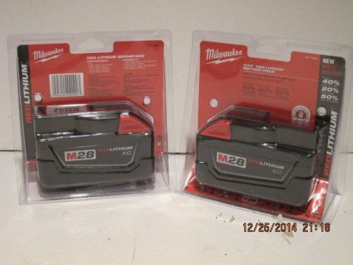 Milwaukee genuine 48-11-2830, (2) m28 red-lithium-ion battery-f/ship nis-packs!! for sale