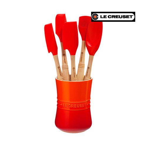 Le creuset revolution 6 piece utensil set flame for sale
