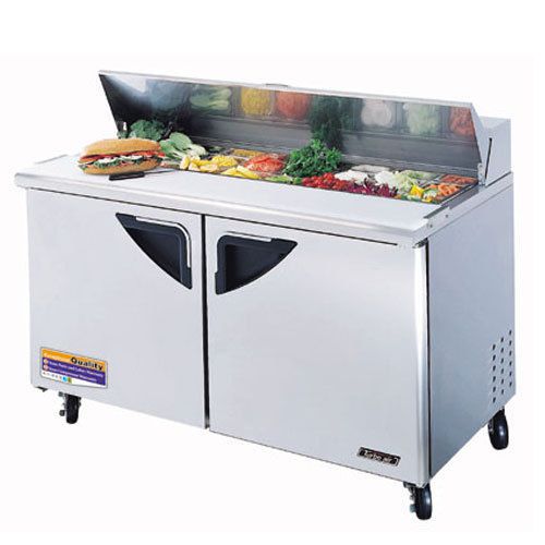 Turbo tst-60sd refrigerated counter, sandwich salad prep table, 2 stainless stee for sale