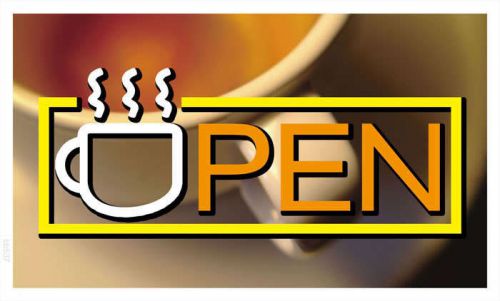 bb537 OPEN Coffee Cup Cafe Banner Shop Sign