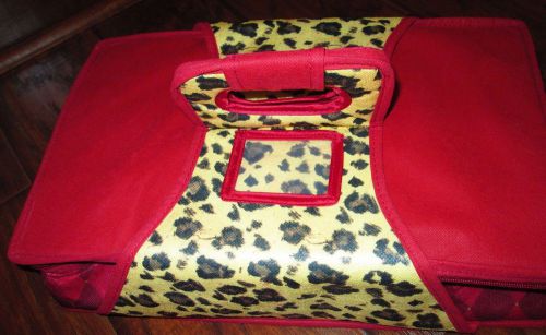 Red LEOPARD Print Insulated food carrier Rectangle Casserole TOTE Case 9WX16LX3H