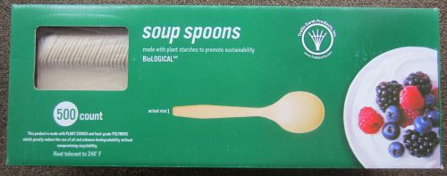 Bioplastic/Plant Starch SOUP SPOONS; Low-Guilt Lunch Cutlery! Box of 500 count